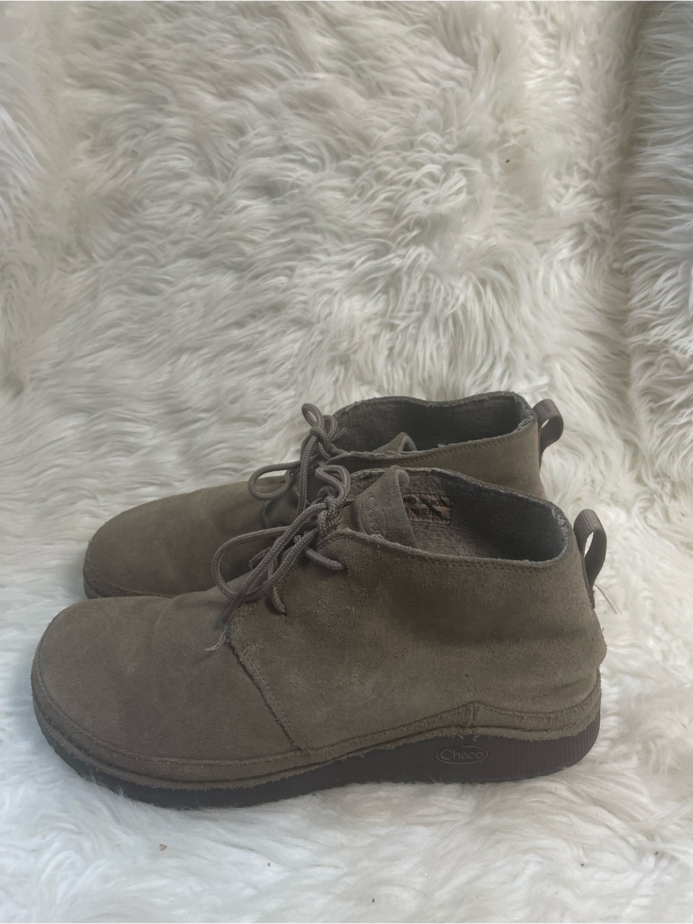Chaco leather Suede khaki Lace-Up Chukka Boots rubber brown soles SZ11